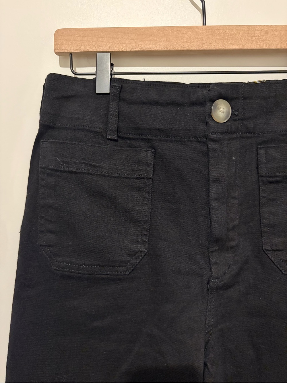Anthropologie Maeve Colette Pants Black Size 29 High Rise Wide Leg Patch Pocket - Picture 4 of 7